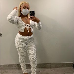 White Ruffle Matching Set